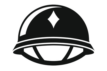 military helmet black and white silhouette on white background