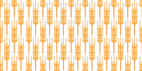 Seamless harvest pattern with wheat stalks and grain bundles. Ideal for textile, wrapping paper, and Thanksgiving or farm designs.