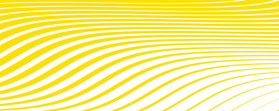 Abstract geometric yellow wavy line pattern with thin to thick lines. Eps10