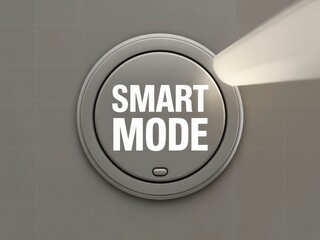 A circular button labeled "SMART MODE" illuminated by a light beam, set against a simple tiled background.