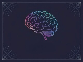 A colorful illustration of a brain centered on a dark background, surrounded by abstract lines, symbolizing creativity and intelligence.