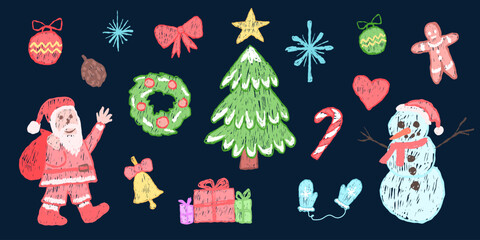 Cute crayon Christmas illustration.