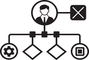 Management and Business process icon. vector silhouette icon illustration.
