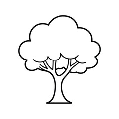 Simple outline drawing of a lush tree with a full canopy