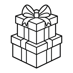 Stack of two gift boxes tied with a bow outline