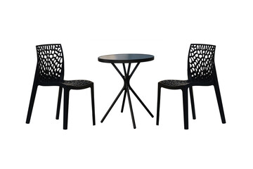 black table and chair isolated on white background. outdoor furniture