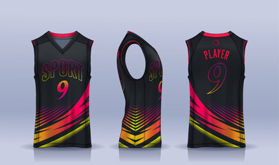 Basketball tank top design template, Sport jersey mockup. uniform front and back view.	