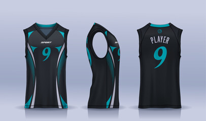 Basketball tank top design template, Sport jersey mockup. uniform front and back view.	