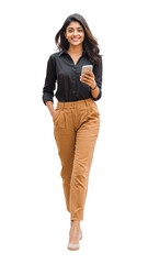 PNG Confident woman walking forward smiling.