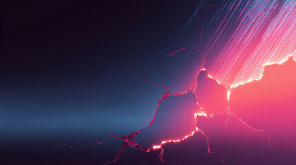 Dramatic abstract background featuring a glowing crack separating dark blue and vibrant redpink, implying division or breakthrough.  Perfect for technology, gaming, or futuristic themes.
