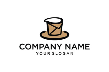 Minimalist Top Hat and Envelope Logo Design Concept