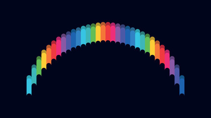 Colored strokes in the form of a parachute and LGBT rainbow on a dark background, vector lines