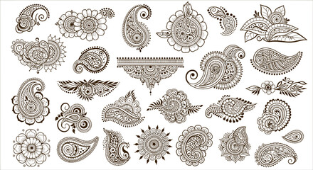 Detailed Mehndi Designs Collection - Intricate Henna Art Elements.