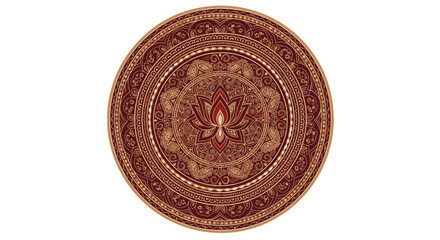 Intricate Circular Pattern with Floral and Geometric Motifs.