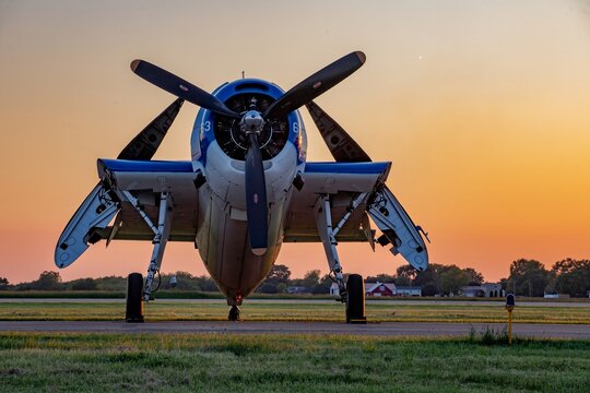 Grumman TBM Avenger Front View at Sunset