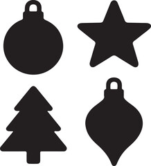 Obraz premium Christmas Ornament Silhouettes Set – Star, Tree, Round and Teardrop Holiday Icons
