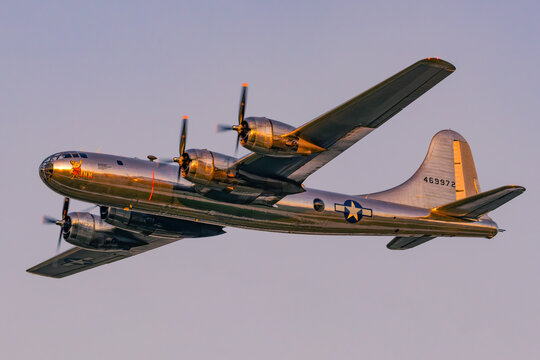 Boeing B-29 Superfortress in Golden Hour Flight