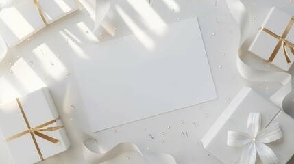 Elegant black friday mockup with gift boxes and blank card for holiday promotions. Template, mock-up for pharmacy, drugstore, cosmetics store, beauty salon. Horizontal banner. Copy space