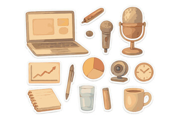 Watercolor Presentation Tools. Virtual presentation tools. Realistic hand-painted watercolor style sticker