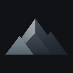 Minimal mountain vector design in dark gradient geometric style