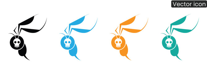 Bold skull insect icons in striking colors provide a modern visual for danger or warnings, perfect for alerts and hazard communication.