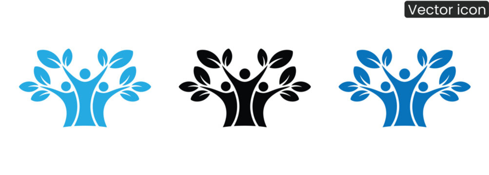 Symbolizing growth and connection, these abstract figures blossom into a tree, representing community, nature, and thriving synergy.