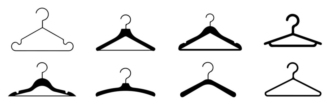 wooden suit hanger icons set vector