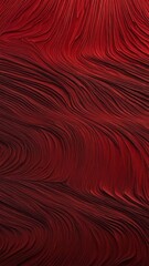 Fototapeta premium Red abstract textured surface with wavy layered lines and folds resembling wood grain, background for design and decoration.