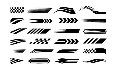 Minimal racing stripe trim elements vector illustration, easily editable. 