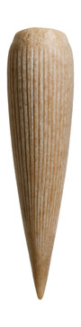 Tapered belemnite fossil with fine longitudinal grooves.