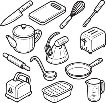Kitchen Items Vector Illustration.eps