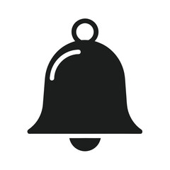 Minimal bell icon silhouette vector illustration with white background for communication signal and reminder design concept artwork 