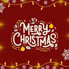 Beautiful 4K Happy Merry Christmas Design with Tree, Gifts, Lights, and Festive Winter Holiday