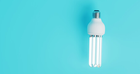 Modern fluorescent light bulb on blue background