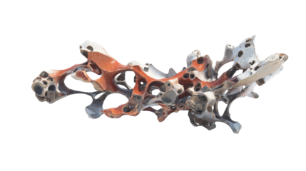 Abstract Sculpture Art: Bold abstract sculptures with dynamic forms and intricate detailing, isolated on a Transparent background, PNG file.