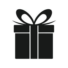 Minimal gift box silhouette vector with white background for birthday, holiday and special occasion decoration design