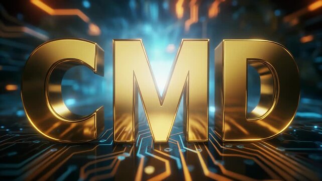 Golden 3D Text Animation with Circuit Background