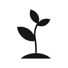 Minimal plant sprout silhouette vector with white background for growth, nature and eco friendly concept illustration