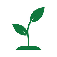 Minimal plant sprout silhouette vector with white background for gardening, new beginnings and sustainable design concept