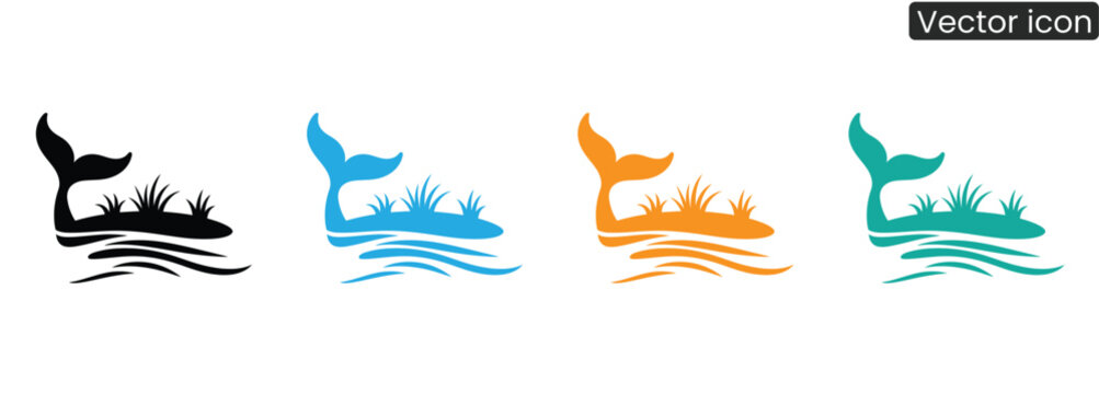 Dive into creativity with these charming whale tail icons, perfect for aquatic branding, logos, and playful designs. Instantly add a splash of ocean magic!