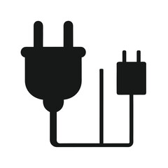 Obraz premium Minimal plug and socket silhouette vector with white background for power supply, technology and device illustration design