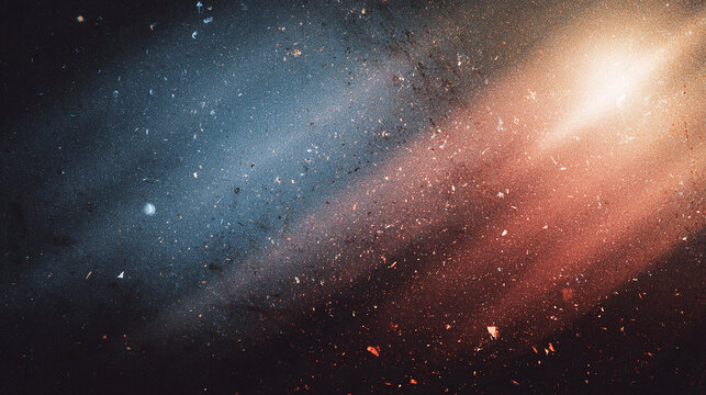 An abstract depiction of a celestial scene, with stars and a glowing light