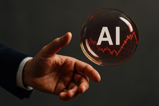 Inspiring AI growth and business momentum with a futuristic analytical focus showing a hand reaching toward - Powered by Adobe