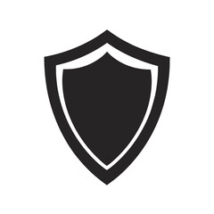 Minimal shield emblem silhouette vector artwork with white background for safety and design projects