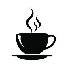 Minimal teacup with steam silhouette vector artwork with white background for coffee shop and creative projects