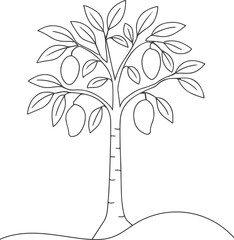 Obraz premium Simple Mango Tree Line Art Minimalist Thin Vector Illustration Ai Generated