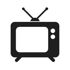 Minimal television icon silhouette vector illustration with white background for media and entertainment design