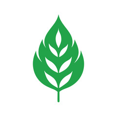 Minimal tree leaf abstract silhouette vector illustration with white background for eco and nature design concepts