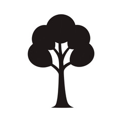 Minimal tree with single leaf silhouette vector artwork with white background for eco friendly design concepts