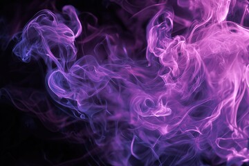 Obraz premium Vibrant gradient of purple and pink swirling smoke against dark background, generating an ethereal and mysterious visual for creative projects with ample copy space.